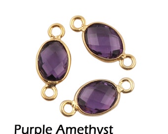 Purple Amethyst Bezel Connector, Faceted Gemstone Connectors,  Bezel Connectors Finding, Amethyst 5X7 Bezel Connector,Making Jewelry. (BO7D)