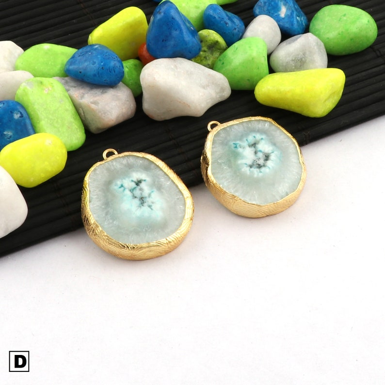 Natural Solar Quartz Earring Pairs Making Earring Jewelry Supply Findings Earring Connectors Pairs Sky Blue Solar Quartz Earring B-3704