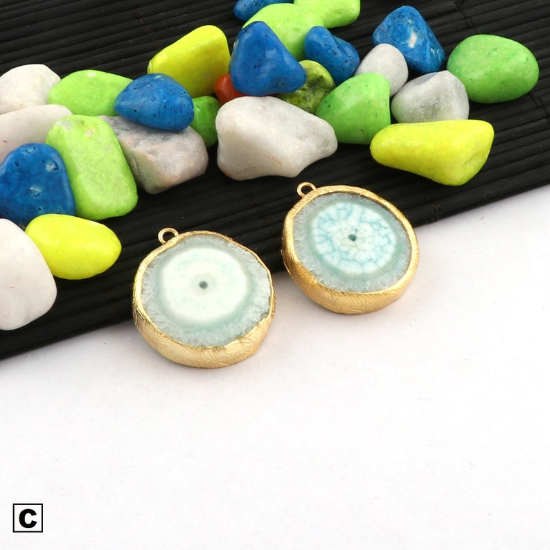 Natural Solar Quartz Earring Pairs Making Earring Jewelry Supply Findings Earring Connectors Pairs Sky Blue Solar Quartz Earring B-3704