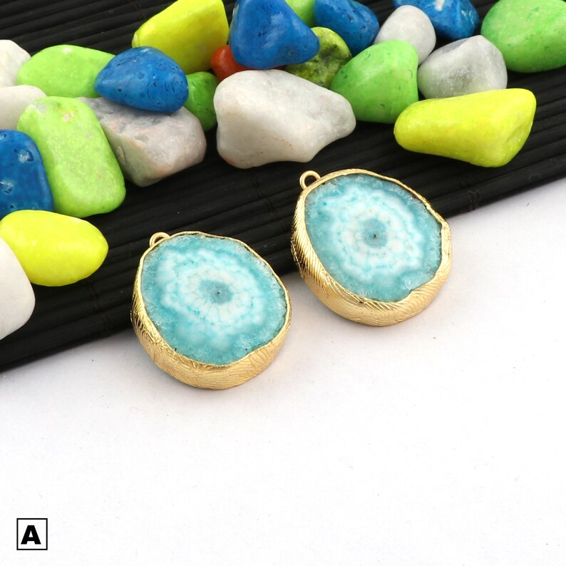 Natural Solar Quartz Earring Pairs Making Earring Jewelry Supply Findings Earring Connectors Pairs Sky Blue Solar Quartz Earring B-3704