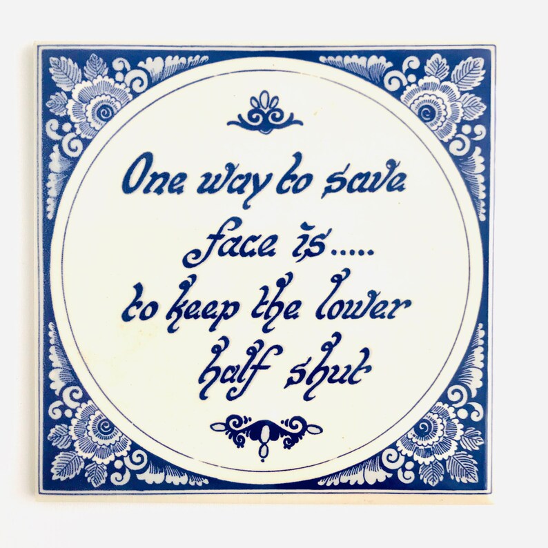Spruch Fliesen Wandbehang Handbemalt Delft Blau Vintage Holländisches