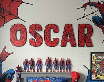 Spider Themed Font, Superhero, 3D Font, Kids Bedroom, Wooden Letters