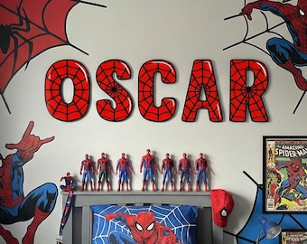 Personalized Spiderweb Name Sign | Custom Laser Cut Wooden Letters | Kids Room, Nursery & Super Hero Wall Decor