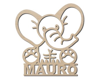 Elephant Name Sign, Personalized Elephant Sign, Wood Sign, Name Sign, Elephant Decoration, Nursery Decoration, Animal Room Decor