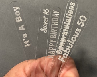 Personalized Clear Acrylic Popsicle Sticks, Dessert Decor, Cakesicles, Wedding, Birthday, Party Decor, Laser Engraved
