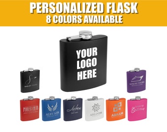 Personalized Flask - Powder Coated Stainless Steel Flask 6oz.