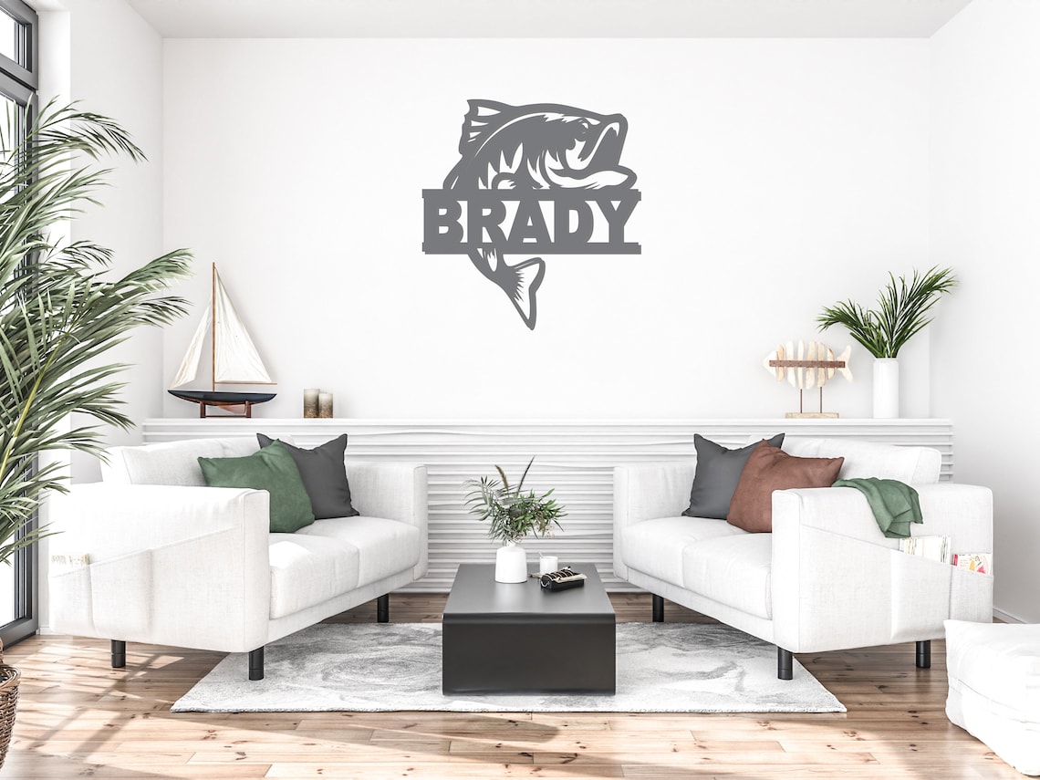 Wood Fish Wall Sign Bedroom Door Sign Man Cave Sign Boy | Etsy