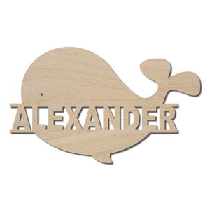 Whale Wall Name Sign, Bedroom door sign,  Boy Room decor, Nursery Room Decor, Girl Room Decor