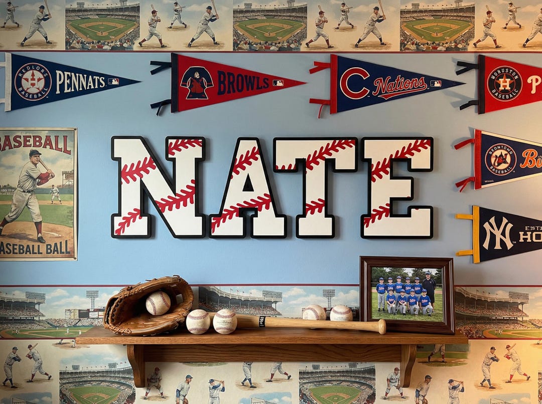 Personalized Baseball Name Sign | Custom Laser Cut Wooden Letters ...