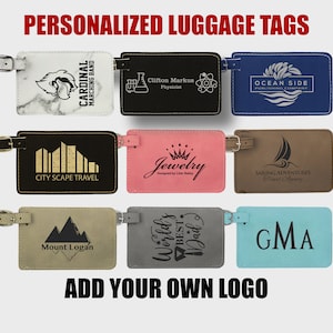 Personalized Luggage Tag (Faux Leather) - Custom Monogram or Own Logo.