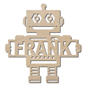 Robot Name Cutout Sign, Bedroom Door Sign, Nursery Decor, Boy Room Decor