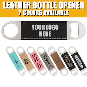 Bottle Opener with Leather Grip, Leather Stainless Steel Opener, Laser engraved beer bottle opener, Engraved Bottle Opener