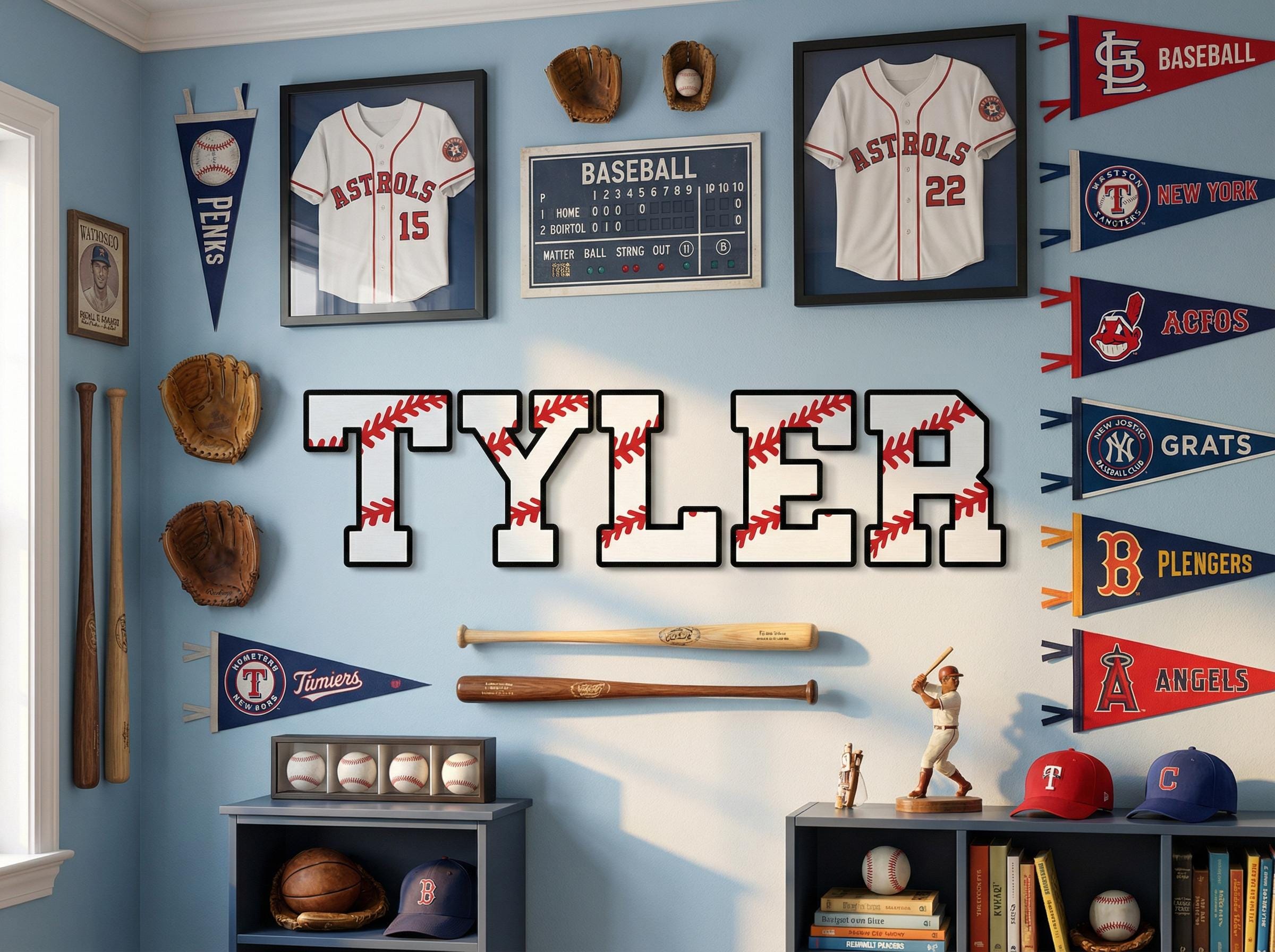 Personalized Baseball Name Sign | Custom Laser Cut Wooden Letters ...