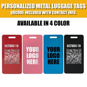 Personalized Luggage Tag - Your Own Logo with QRCODE - Aluminum Tag