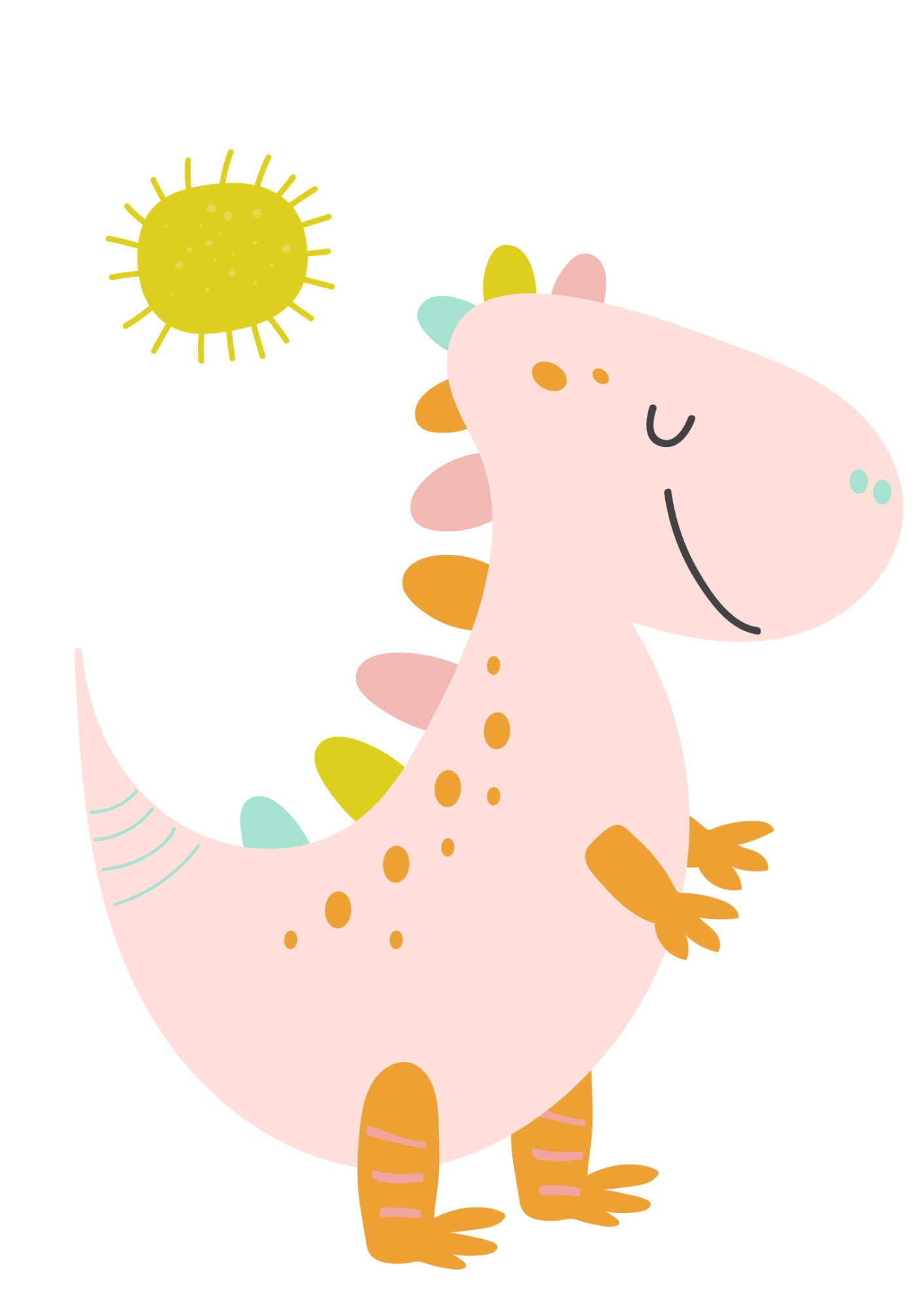 Set of 3 Pink Dinosaur Nursery Prints Girls Nursery Wall Art Etsy