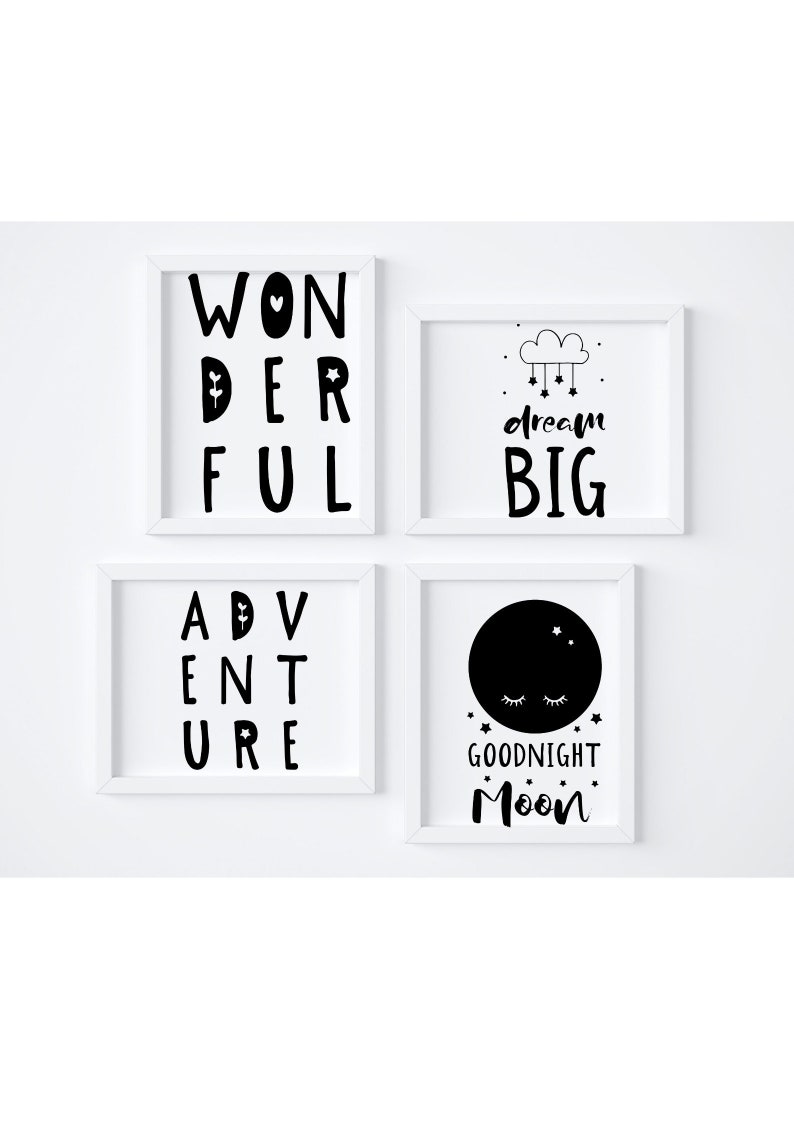 Scandi Wall Art Dream Big Prints Boys Bedroom Set Of 4 Scandi Nursery Prints Nursery Decor Boho Prints Nursery Design Scandi Print