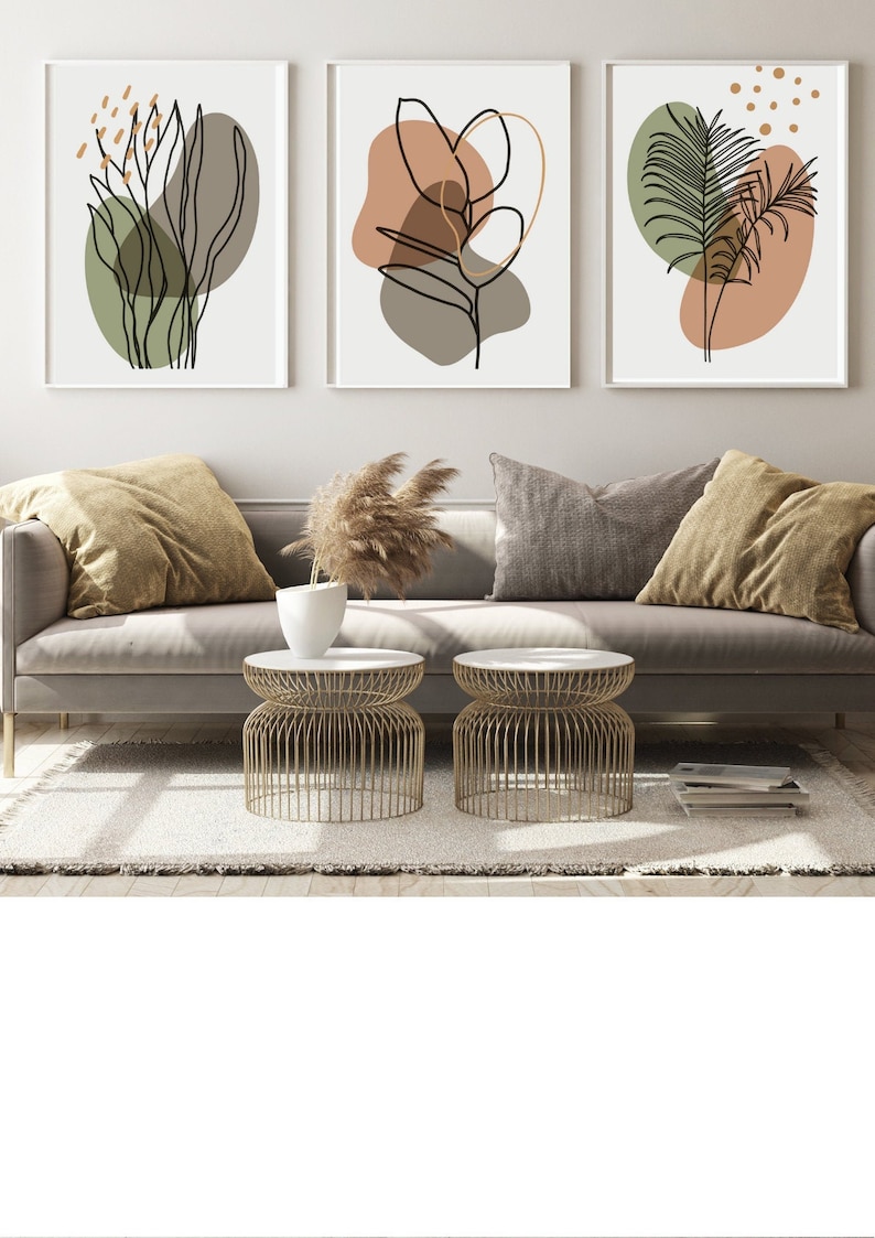 Set of 3 Scandinavian Wall Art Modern Abstract Art Boho Etsy UK