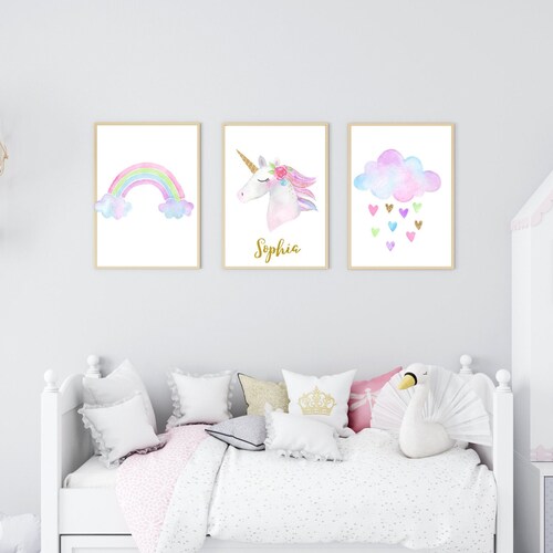 Unicorn Nursery Decor Gold Unicorn Wall Art Nursery Wall | Etsy
