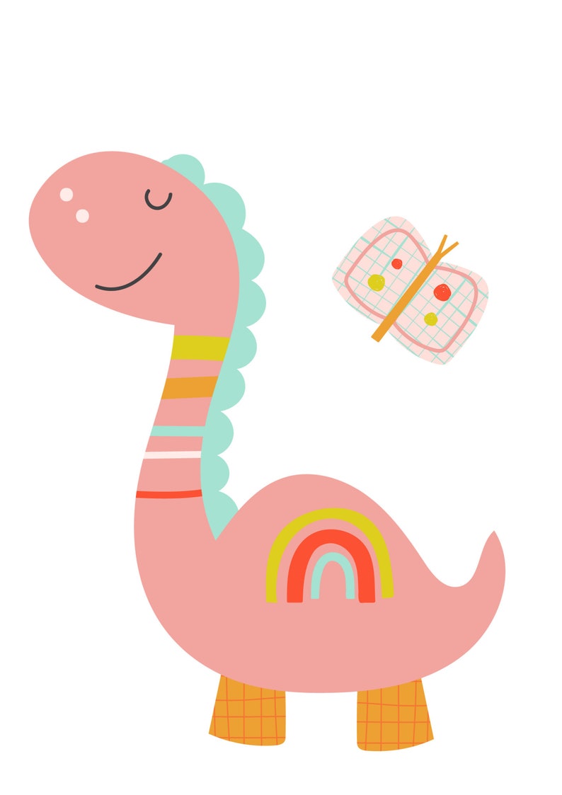 Set of 3 Pink Dinosaur Nursery Prints Girls Nursery Wall Art Etsy