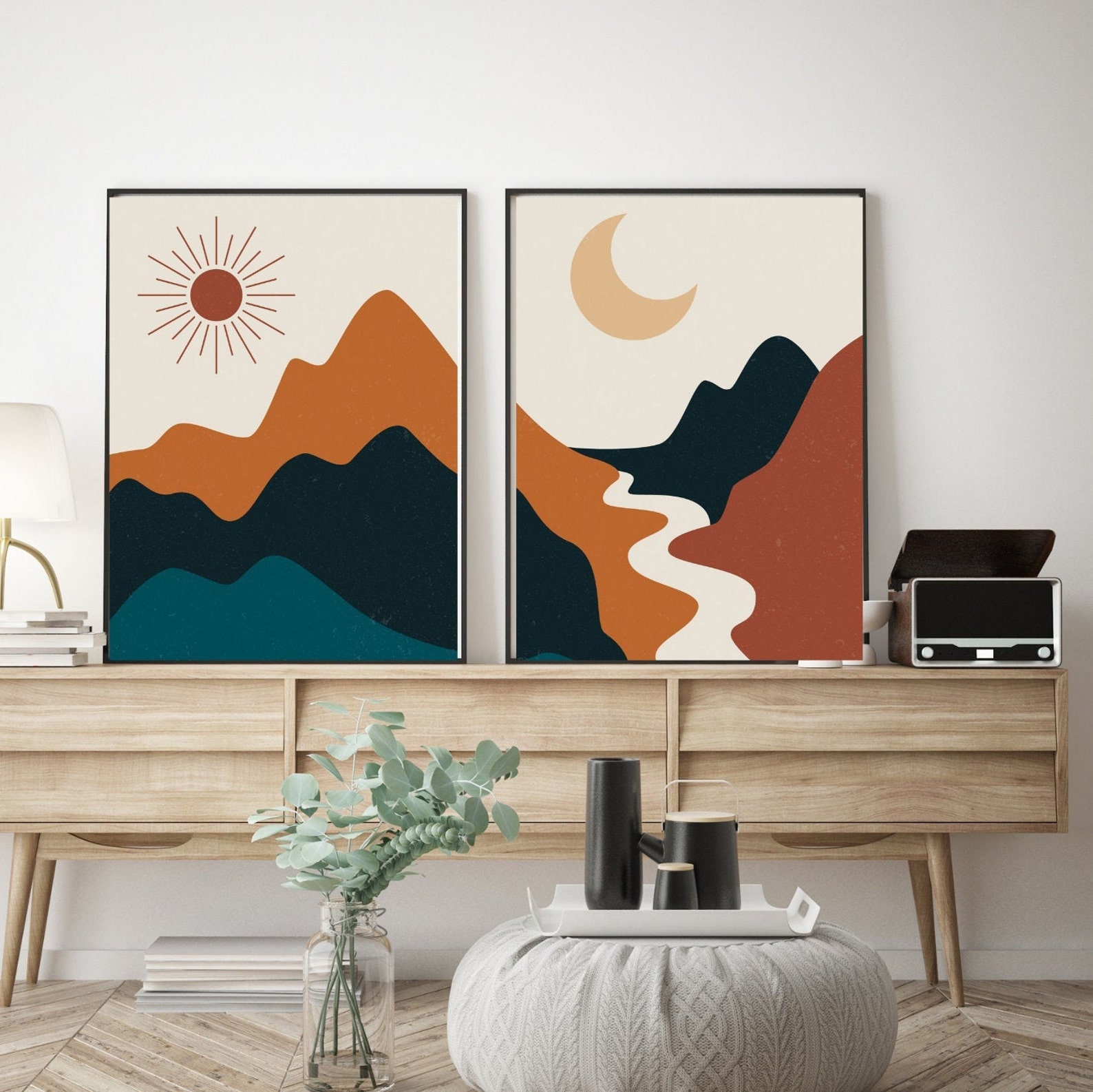 Set of 2 Prints Scandinavian Wall Art Abstract Wall Art Etsy