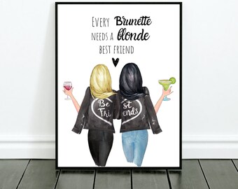 Blonde And Brunette Friend Quotes Blonde And Brunette | Etsy Singapore