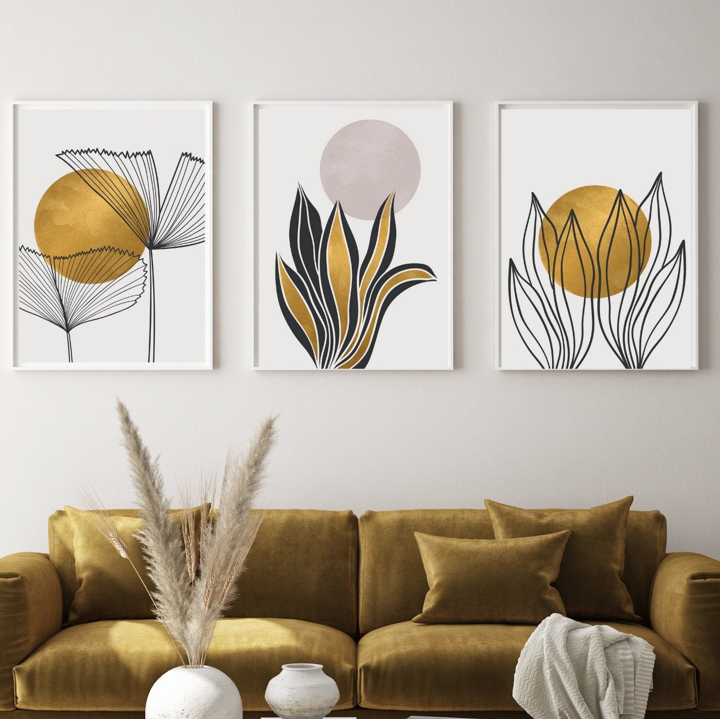 Set of 3 Scandinavian Wall Art Abstract Wall Art Home Prints Etsy UK