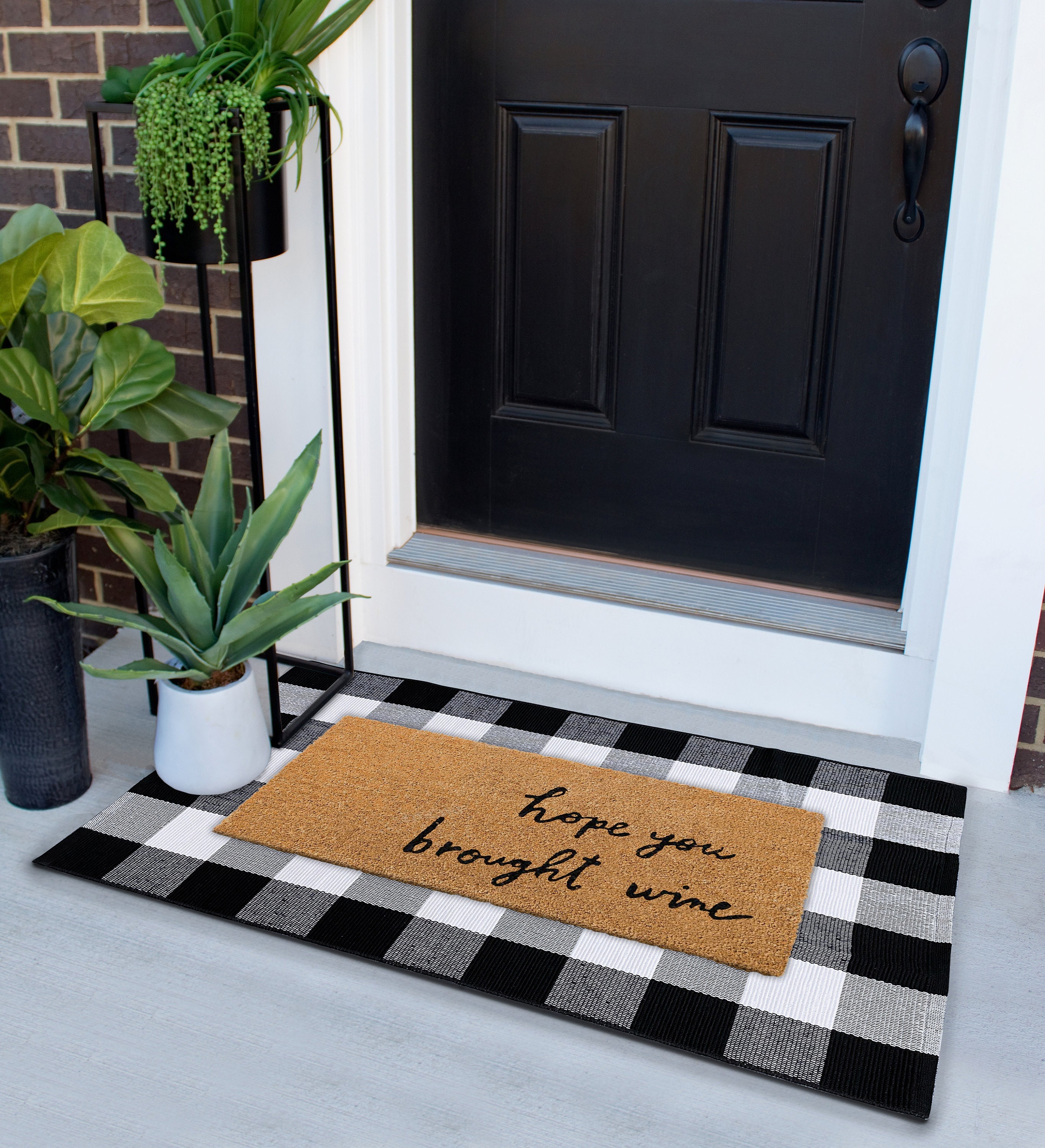 Spring Checkered Rug Front Door Mat Layering Rug Buffalo Check Rug