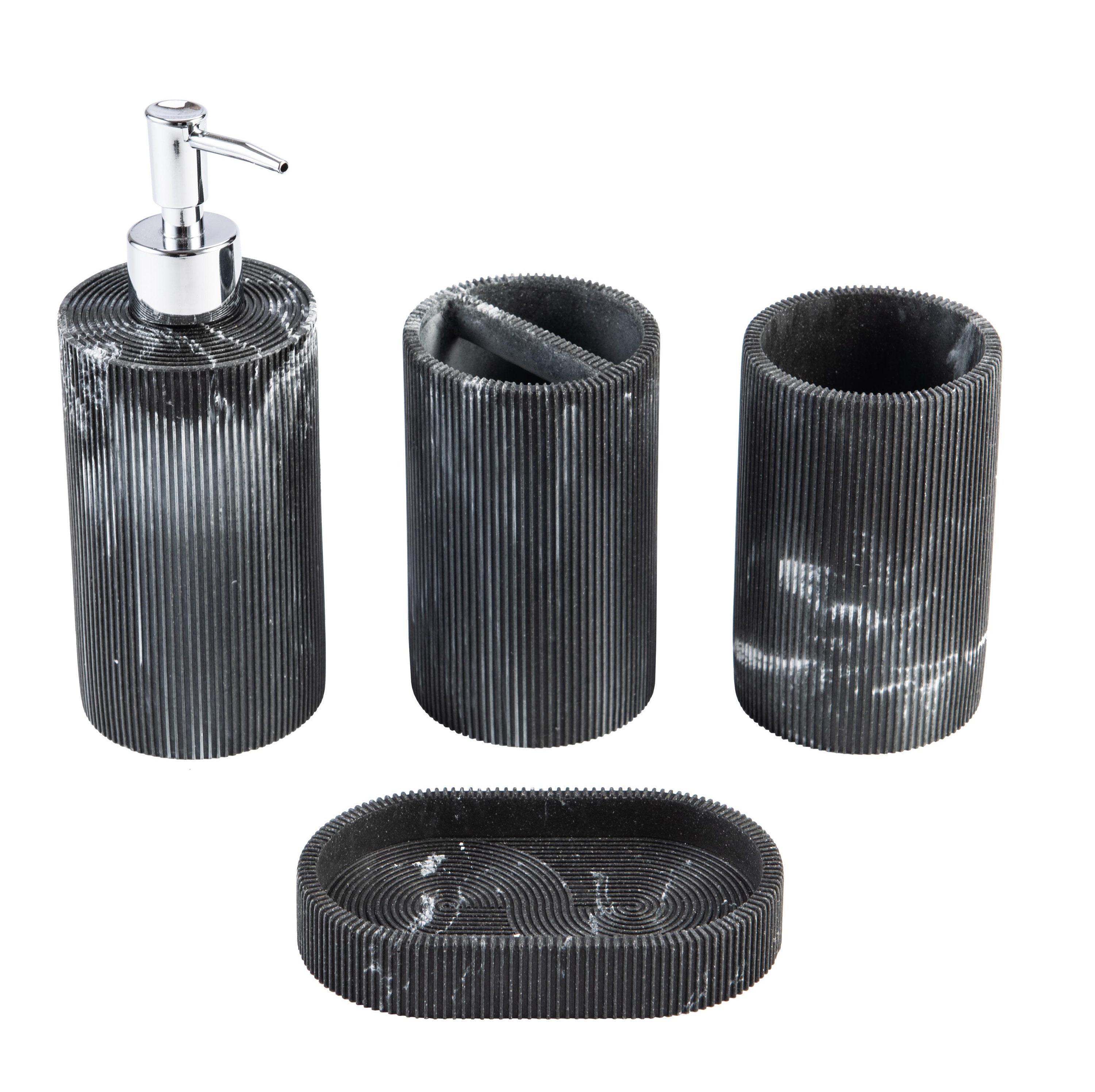 4pc Marble Resin Marble Effect Bath Accessory Set Kralix - Etsy