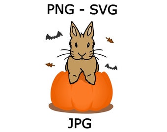 Halloween Bunny SVG - Halloween Bunny Pumpkin PNG JPG Clipart - Halloween Rabbit Design File - Halloween Bunny Clip Art Digital File