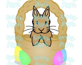 Brown Easter Bunny in a Basket with Paws Out PNG - Easter Rabbit, Cute Bunny, Cute Rabbit, Png Clipart Digital Instant Download