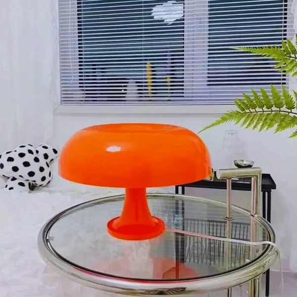 Lampe de table champignon vintage LED orange