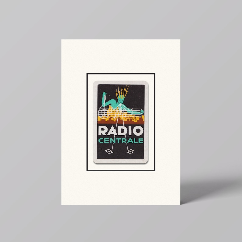 Art Deco Radio Station Vintage Playing Card Wall Art