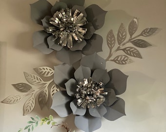 paper flowers with silver leafs