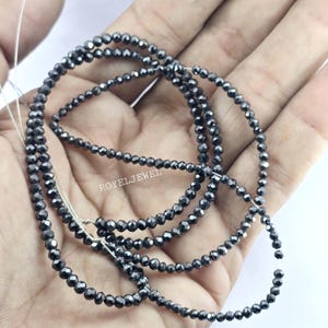 3mm Black Moissanite Beads: Faceted Round, Necklace Bracelet