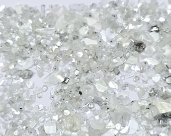 Mélange de tranches de diamants cultivés en laboratoire : blanc CVD incolore rugueux (1-5 mm, 0,01-0,15 ct