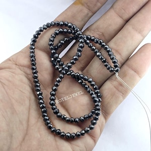 4.50MM Black Moissanite Beads: Faceted Round, 16-22 Inch