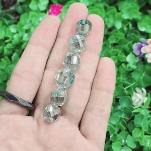 Light Blue Antique Cut Moissanite Beads: 10-15mm Faceted Rondelle Strand