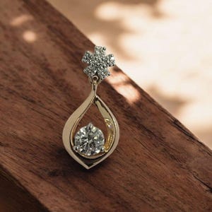 Lab Grown Diamond Solitaire Pendant: 14K White Gold Bridal Necklace