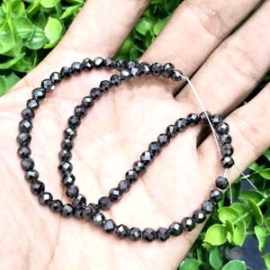 6.50mm Black Moissanite Round Beads: Faceted Diamond Necklace Bracelet