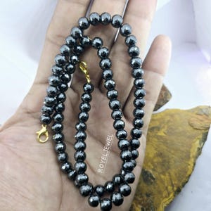 7mm Black Moissanite Beads: Faceted Round Diamond Cut, 280ct Necklace