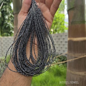 Faceted Black Moissanite Beads: 2mm Round, Sparkling Gemstone