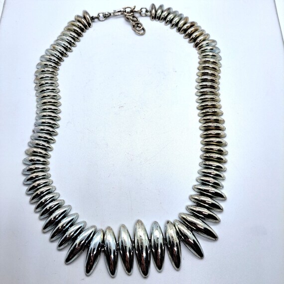 17.5" Monet mid century silver tone necklace - image 1