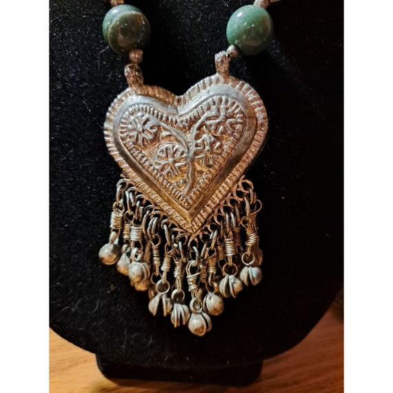 Tibetan Silvertone Beaded Necklace Agate carnelia… - image 2