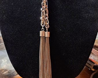 Guess 25" wearable tassel necklace silver tone gold tone