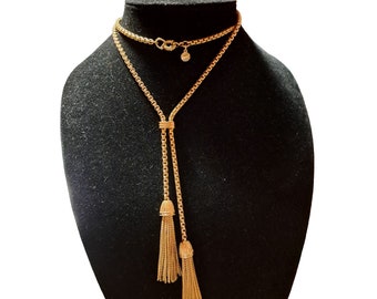 J crew long tassel necklace gold tone 28" wearable, 20" overall.