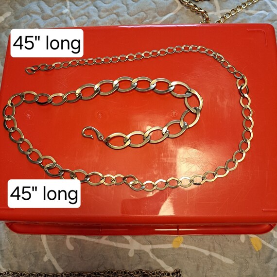 Silver Tone graduated chain belt hook closure 45" - image 2