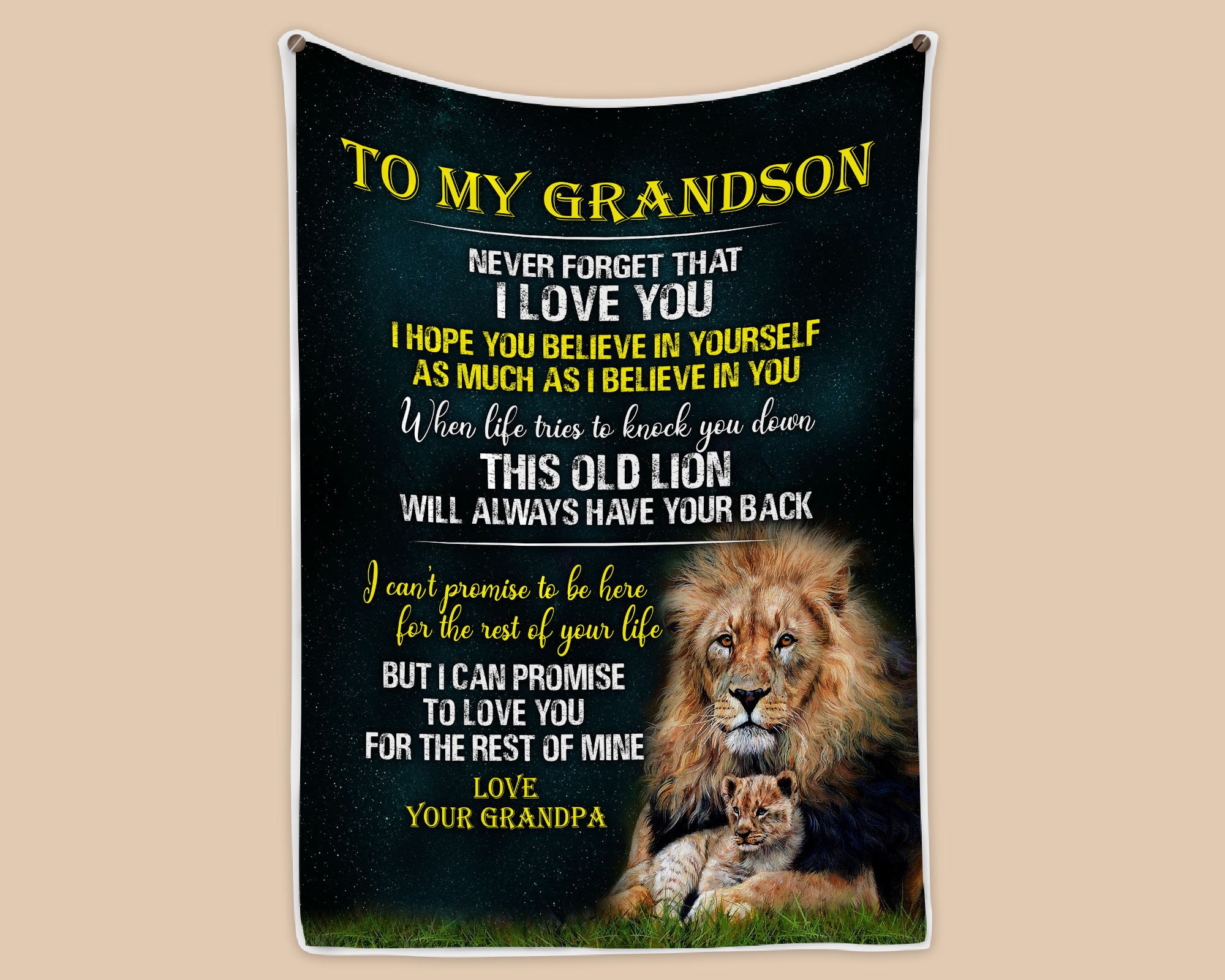 To My Grandson Blanket Lion Blanket For Boy Gift From Etsy