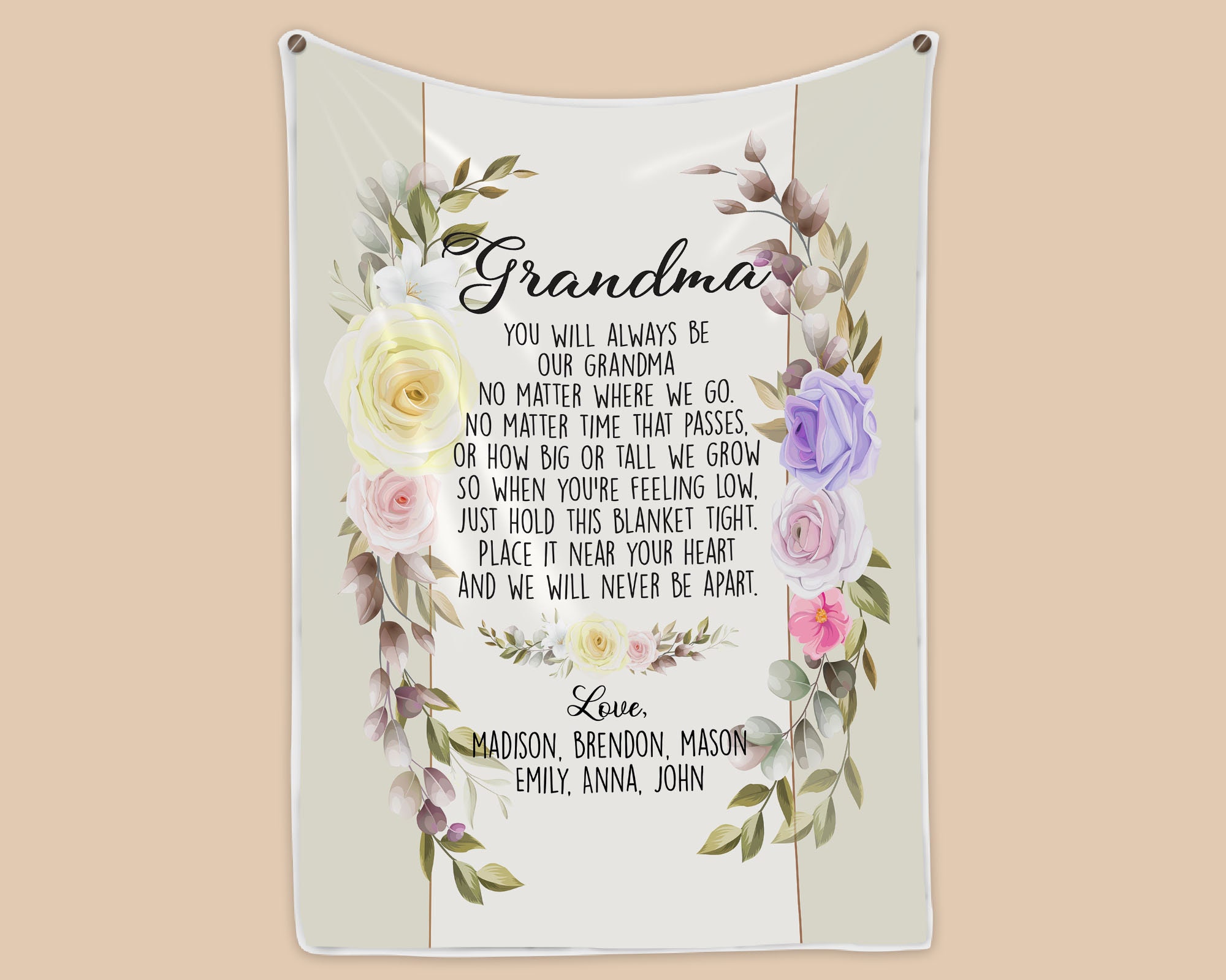 Customized Name Blanket Grandma Blanket Gift For Grandma Etsy