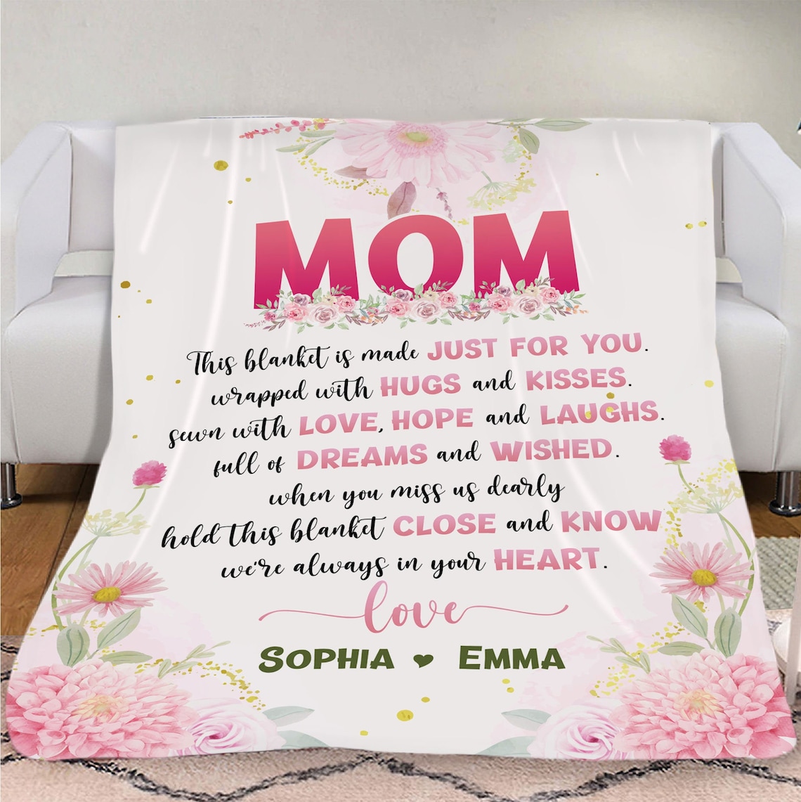 Floral Personalized Blanket For Mom Mother's Day Gift Etsy