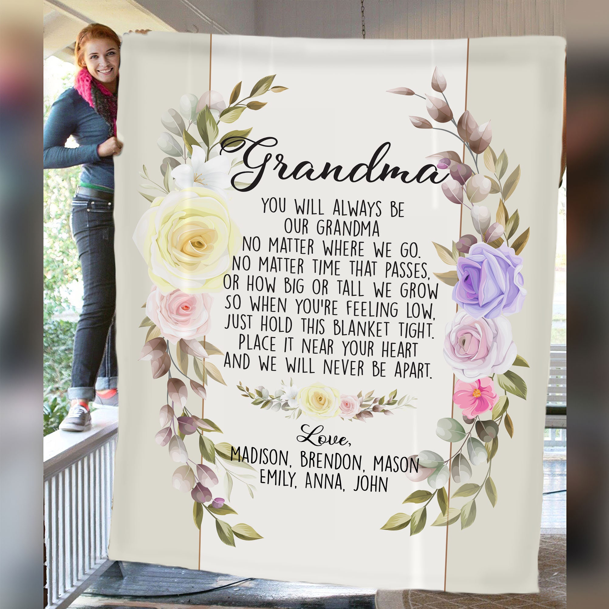 Customized Name Blanket Grandma Blanket Gift For Grandma Etsy